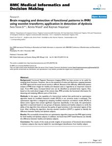 Brain mapping and detection of functional patterns in fMRI using wavelet transform; application in detection of dyslexia