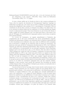 Mohamed Kamel Charfeddine (sous la dir. de). Livre du Centenaire du Code des obligations et des contrats, 1906-2006 - compte-rendu ; n°4 ; vol.59, pg 949-951