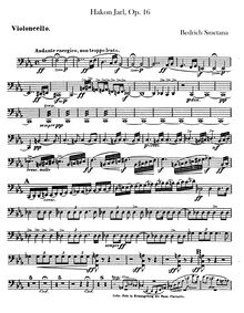 Partition violoncelles, Hakon Jarl, Smetana, Bedřich