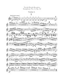 Partition violons I, Symphony No.3, Rimsky-Korsakov, Nikolay
