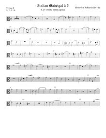 Partition viole de gambe aigue 2, alto clef, italien madrigaux, Schütz, Heinrich