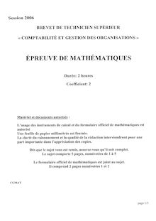 Mathématiques 2006 BTS Comptabilité et gestion des organisations