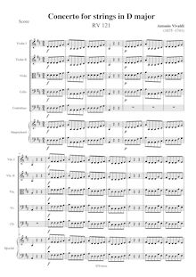Partition complète, Concerto pour cordes en D major RV 121, Vivaldi, Antonio