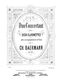 Partition clarinette 2, Duo Concertant, Op.33, Baermann, Carl