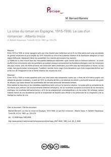 La crise du roman en Espagne, 1915-1936. Le cas d un romancier : Alberto Insúa - article ; n°3 ; vol.85, pg 233-279