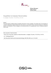 Supplétion et classes flexionnelles - article ; n°152 ; vol.37, pg 102-126