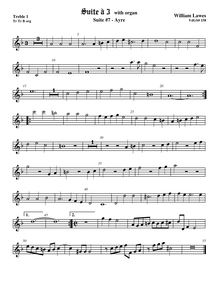Partition viole de gambe aigue 1,  No.7 pour 3 violes de gambe et orgue par William Lawes