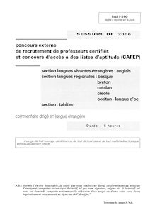 Commentaire dirigé en langue étrangère 2006 CAPES de langues vivantes (Anglais) CAPES (Externe)