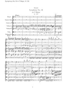 Partition complète, Symphony No.18, F major, Mozart, Wolfgang Amadeus par Wolfgang Amadeus Mozart