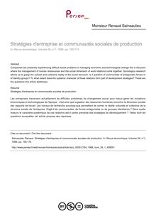Stratégies d entreprise et communautés sociales de production - article ; n°1 ; vol.39, pg 155-174
