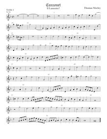 Partition Treble1 viole de gambe, pour First Booke of chansonnettes to Two Voyces
