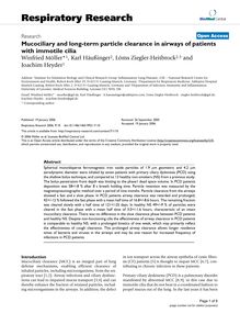 Mucociliary and long-term particle clearance in airways of patients with immotile cilia