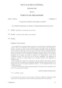 Philosophie 2007 Scientifique Baccalauréat général