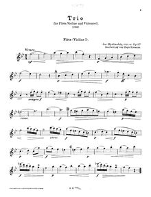 Partition flûte , partie, Trio pour flûte violoncelle et Piano, Op. No.4