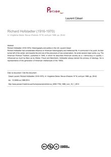 Richard Hofstadter (1916-1970) - article ; n°1 ; vol.18, pg 29-42