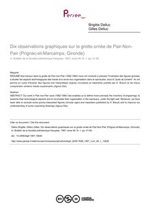 Dix observations graphiques sur la grotte ornée de Pair-Non-Pair (Prignac-et-Marcamps, Gironde) - article ; n°1 ; vol.94, pg 41-50