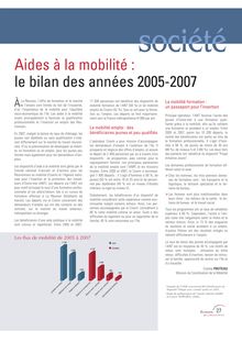 Aides à la mobilité : le bilan des années 2005-2007
