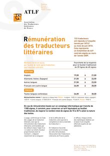Rémunération des traducteurs littéraires en France (2009)