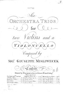 Partition violon 1, 6 orchestre trios pour 2 violons et a violoncelle