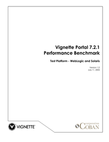 Vignette Portal 7.2.1 Performance Benchmark