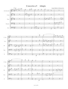 Partition Adagio, Concerto a 5 en E Minor, E minor, Boismortier, Joseph Bodin de