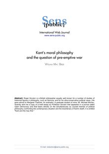 Kant s moral philosophy and the question of pre-emptive war