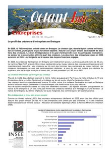 Le profil des créateurs d entreprises en Bretagne (Octant Info nº 11)