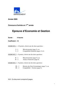 Economie et Gestion 2005 TELECOM Management