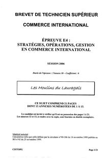 Stratégie, opérations, gestion en commerce international 2006 BTS Commerce international à référentiel Européen