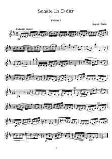 Partition violon 1 , partie, 3 sonates, D major, Halm, August