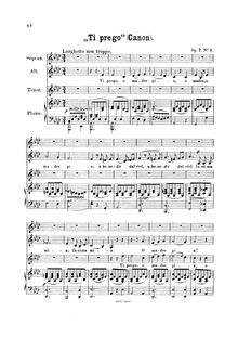 Partition No.1 Ti prego, Due Canoni a tre voci, Op.7, Due Canoni a tre voci coll  accomp. di Pianof.