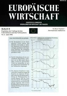 EUROPÄISCHE WIRTSCHAFT. Beiheft B Ergebnisse der Umfrage bei den Unternehmern und den Verbrauchern Nr. 6 - Juni 1994