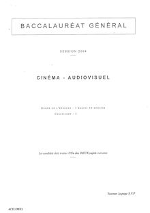 Cinéma - Audiovisuel 2004 Littéraire Baccalauréat général