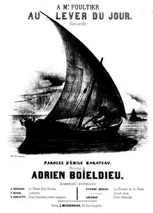 Partition complète, Au lever du jour, Barcarolle, Boieldieu, François Adrien