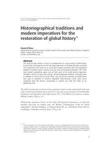 Historiographical traditions and modern imperatives for the ...