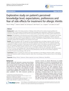 Explorative study on patient’s perceived knowledge level, expectations, preferences and fear of side effects for treatment for allergic rhinitis