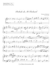 Partition Prélude, 11 clavecin pièces from Manuscrit Bauyn, Richard, Étienne