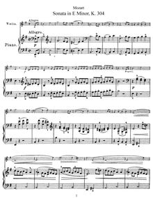 Partition complète et , partie, violon Sonata, Violin Sonata No.21
