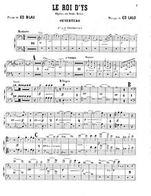 Partition Trombone 1/2, Le roi d’Ys, Légende Bretonne, Lalo, Édouard