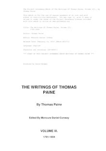 The Writings Of Thomas Paine, Volume III. - 1791-1804