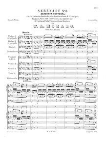 Partition complète, Serenade, Serenade No.6 ; Serenata notturna par Wolfgang Amadeus Mozart