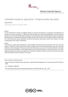 L hérédité sociale en agriculture : l origine sociale des petits paysans - article ; n°1 ; vol.152, pg 55-60
