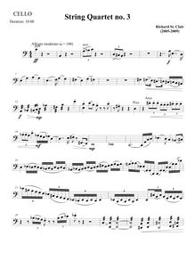Partition violoncelle, corde quatuor No.1, St. Clair, Richard