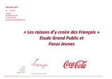 « Les raisons d’y croire des Français » Etude Grand Public et Focus Jeunes