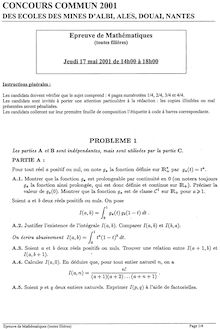 Mathématiques 2001 Ecoles des Mines d Albi, Alès, Douai, Nantes
