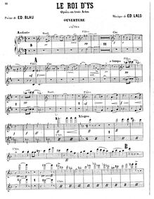 Partition flûte 1/2, Le roi d’Ys, Légende Bretonne, Lalo, Édouard