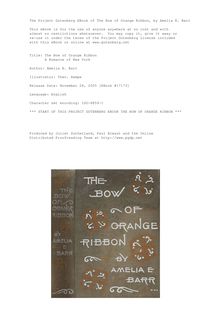 The Bow of Orange Ribbon - A Romance of New York