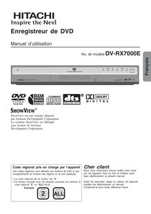 Notice Enregistreur DVD Hitachi  DV-RX7000E