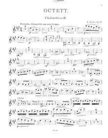 Partition clarinette (B♭), Octet, Octett f. Clar., Englischhorn, Fag., 2 V., Vla, Vcello u. Cb