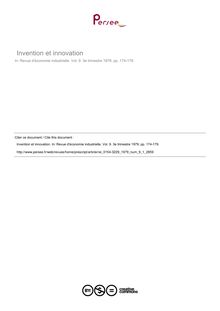 Invention et innovation  ; n°1 ; vol.9, pg 174-179